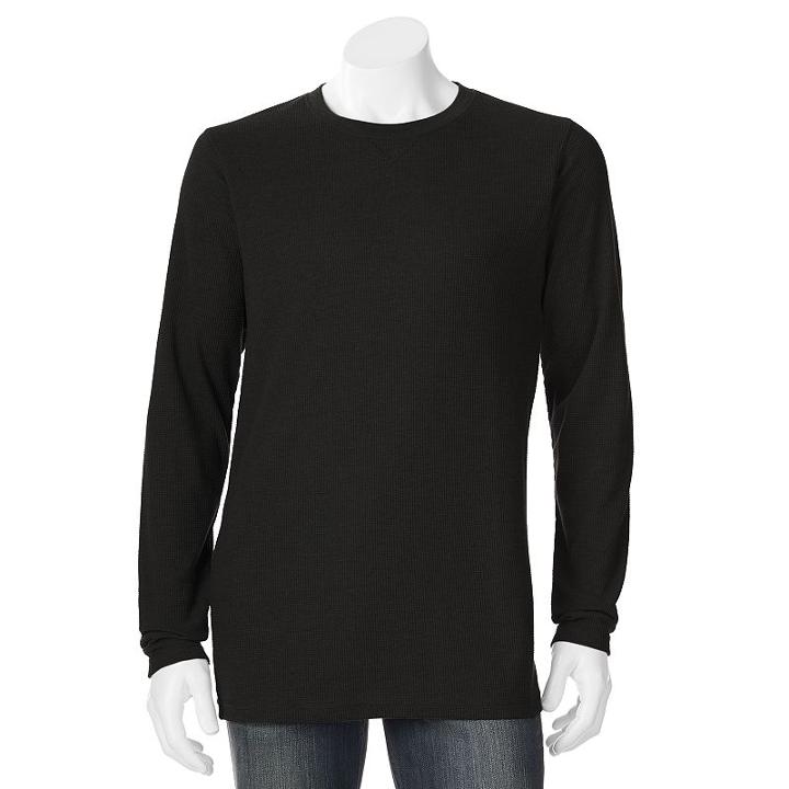 Men's Hanes Ultimate X-temp Waffle-weave Thermal Tee, Size: Large, Black