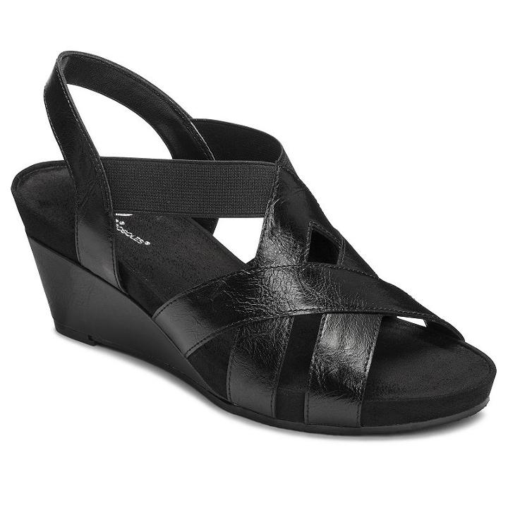 A2 By Aerosoles Fire Light Women's Wedge Sandals, Size: Medium (9), Black