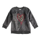 Baby Girl Jumping Beans&reg; Embroidered Plush Pullover, Size: 24 Months, Dark Grey