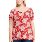 Plus Size Chaps Print Top, Women's, Size: 3xl, Red