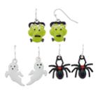 Spider, Ghost & Ghoul Nickel Free Drop Earrings Set, Women's, Multicolor