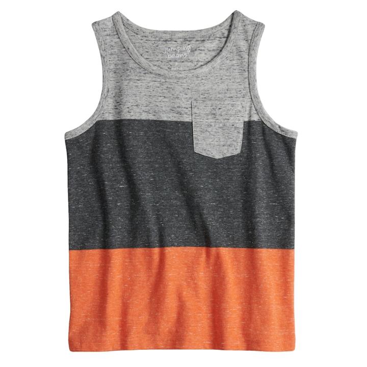 Boys 4-10 Jumping Beans&reg; Striped Pocket Tank Top, Size: 8, Med Orange