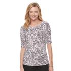 Women's Dana Buchman Shirred Elbow-sleeve Top, Size: Large, Black