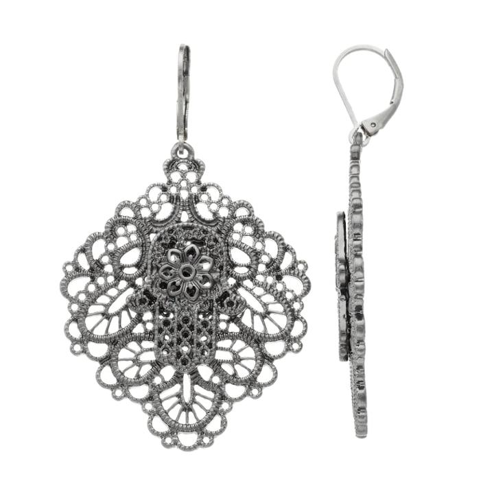 Simply Vera Vera Wang Large Filigree Drop Earrings, Women's, Black