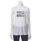 Juniors' So&reg; Hustle Muscle Knot Back Graphic Tank, Girl's, Size: Small, White