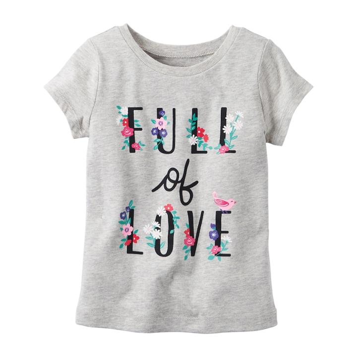 Girls 4-8 Carter's Short Sleeve Jersey Graphic Tee, Size: 7, Light Grey