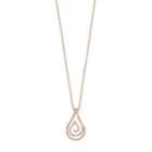 14k Rose Gold Over Silver 1/4 Carat T.w. Diamond Swirl Teardrop Pendant, Women's, Size: 18, White