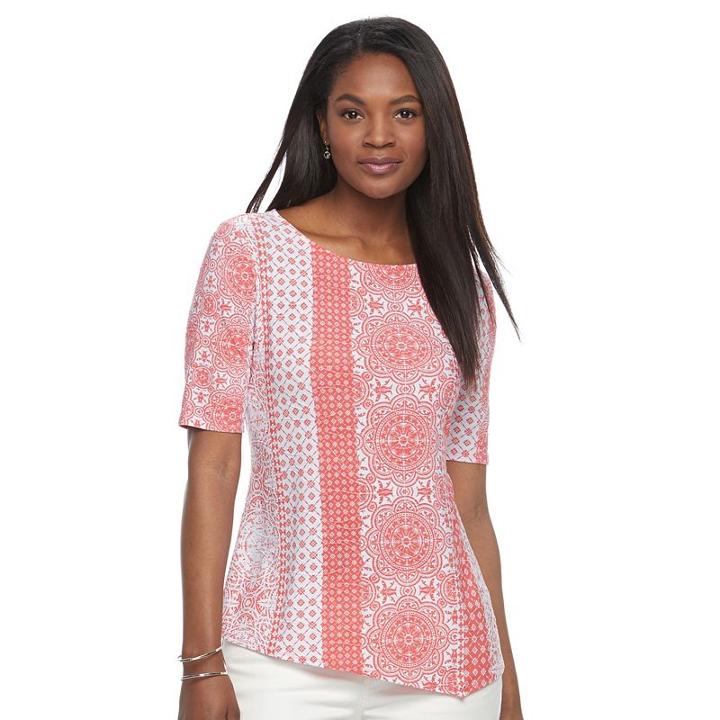 Women's Croft & Barrow&reg; Jacquard Asymmetrical Tee, Size: Xxl, Lt Orange