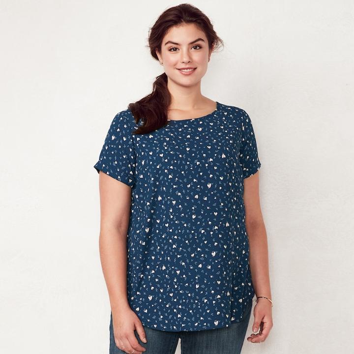 Plus Size Lc Lauren Conrad Keyhole Tee, Women's, Size: 0x, Dark Grey