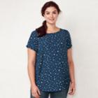 Plus Size Lc Lauren Conrad Keyhole Tee, Women's, Size: 0x, Dark Grey