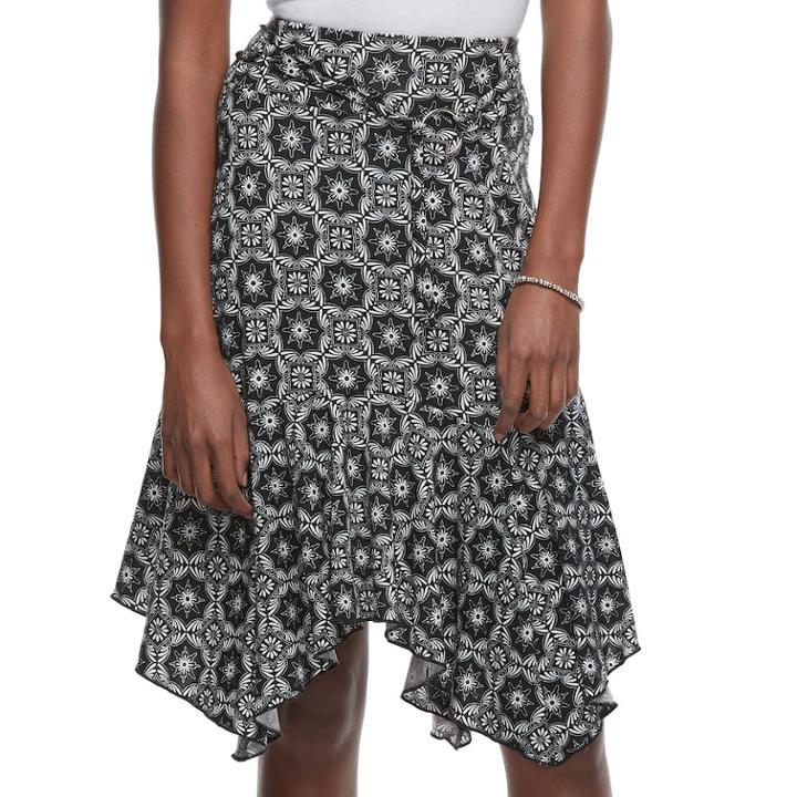 Juniors' Joe B Print Handkerchief Hem Midi Skirt, Teens, Size: Xl, Oxford