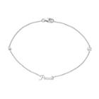 Cubic Zirconia Sterling Silver Peace Anklet, Women's, Size: 9, White