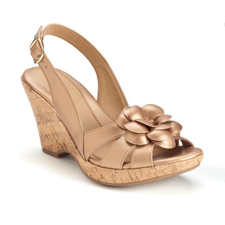Croft & Barrow&reg; Women's Flower Wedges, Size: 10, Gold