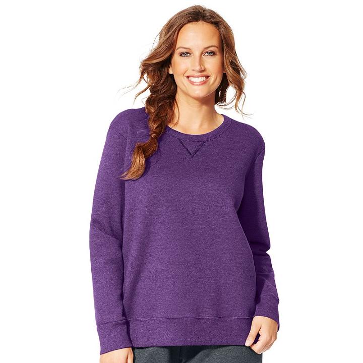 Plus Size Just My Size Fleece Crew Sweatshirt, Women's, Size: 4xl, Drk Purple
