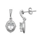 Sterling Silver White Topaz Diamond Accent Drop Earrings, Women's