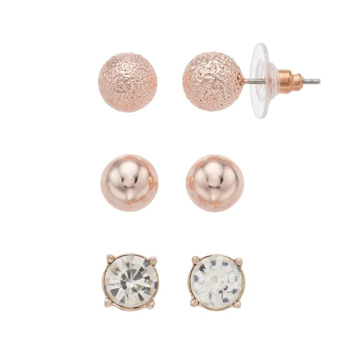 Rose-gold Tone Stud Earring Set, Women's, Light Pink