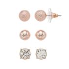 Rose-gold Tone Stud Earring Set, Women's, Light Pink