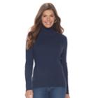 Petite Croft & Barrow&reg; Ribbed Turtleneck Sweater, Women's, Size: L Petite, Blue (navy)