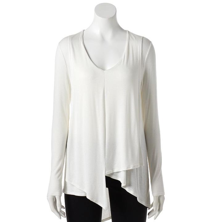 Women's Jennifer Lopez Draped Asymmetrical Top, Size: Large, White Oth