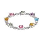 Sterling Silver Gemstone & Diamond Accent Bracelet, Women's, Size: 7, Multicolor