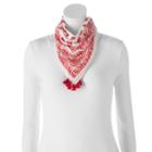Madden Nyc Floral Tassel Square Scarf, Women's, Red