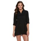 Women's Apt. 9&reg; Roll-tab Slubbed Cover-up, Size: Xl, Black