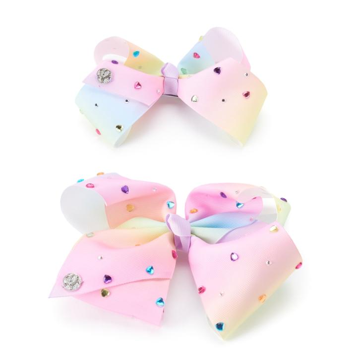 Girls 4-16 Jojo Siwa Rainbow Rhinestone Bow & Doll Bow Set, Multicolor