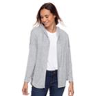 Petite Sonoma Goods For Life&trade; Hooded Open-front Fleece Cardigan, Women's, Size: S Petite, Silver