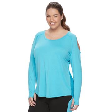 Plus Size Wild Majesty Cold-shoulder Mesh Tee, Women's, Size: 3xl, Med Green