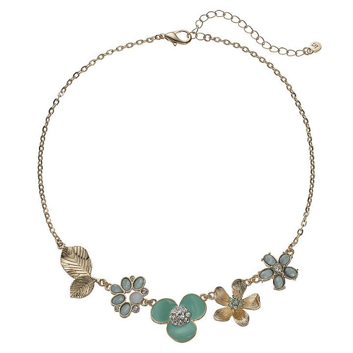 Lc Lauren Conrad Green Flower & Leaf Necklace, Women's, Lt Green