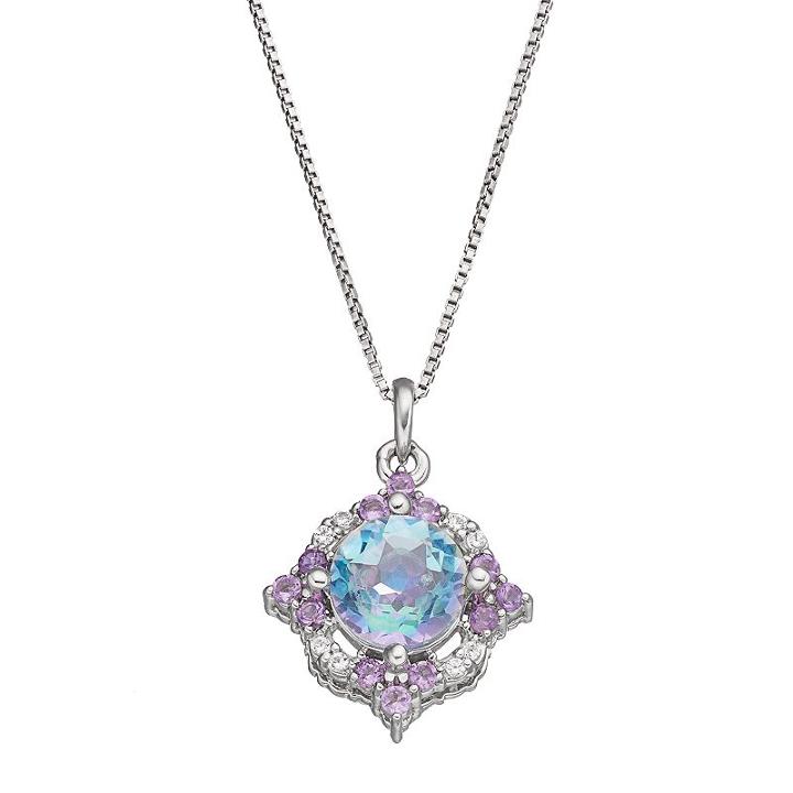 Sterling Silver Cassiopeia Topaz & Amethyst Pendant Necklace, Women's, Size: 18, Multicolor