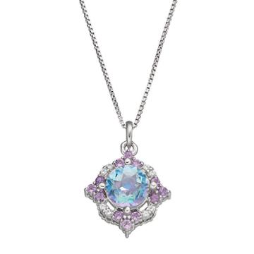 Sterling Silver Cassiopeia Topaz & Amethyst Pendant Necklace, Women's, Size: 18, Multicolor