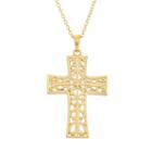 18k Gold Over Silver Filigree Cross Pendant Necklace, Women's, Size: 18, Yellow