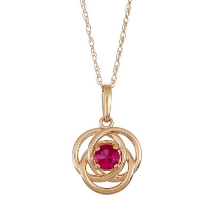 10k Gold Lab-created Ruby Knot Pendant Necklace, Women's, Size: 18, Red