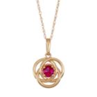 10k Gold Lab-created Ruby Knot Pendant Necklace, Women's, Size: 18, Red