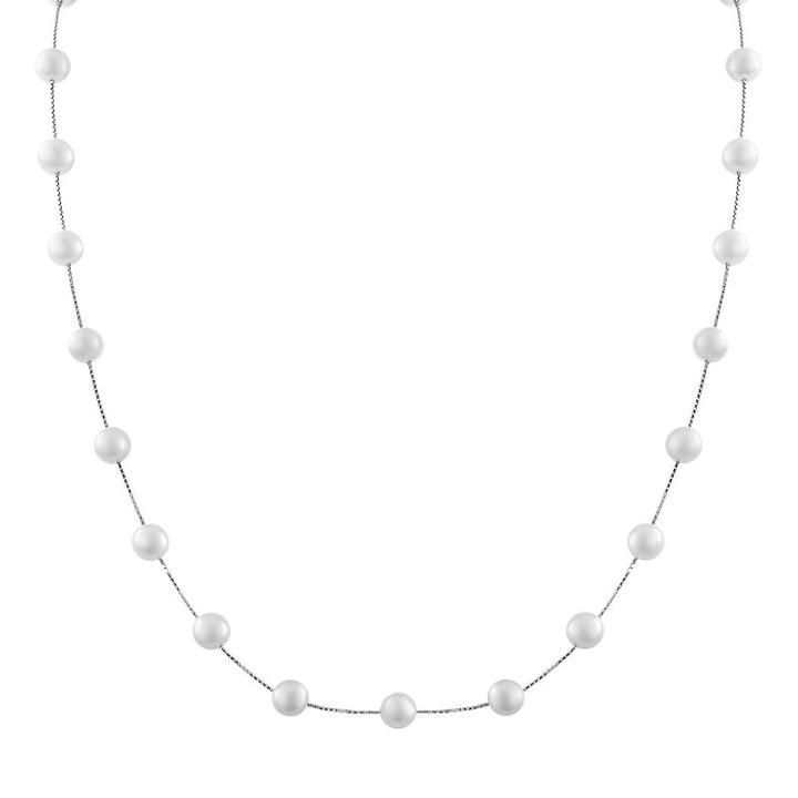 Pearlustre By Imperial 10k White Gold Freshwater Cultured Pearl Station Necklace, Women's, Size: 17