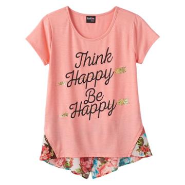 Girls Plus Size Ransom Girl Split-back Glitter Graphic Tee, Size: Xl Plus, Red Other