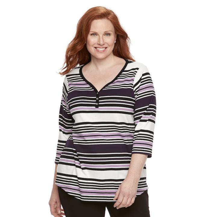 Plus Size Croft & Barrow&reg; Solid V-neck Tee, Women's, Size: 2xl, Med Purple