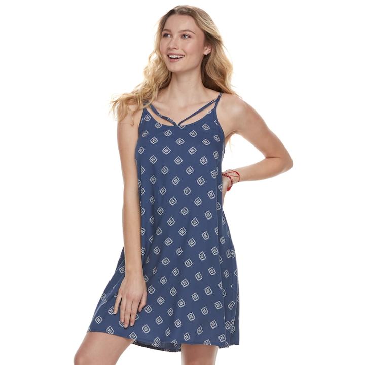 Juniors' So® Strappy Woven Swing Dress, Teens, Size: Large, Blue