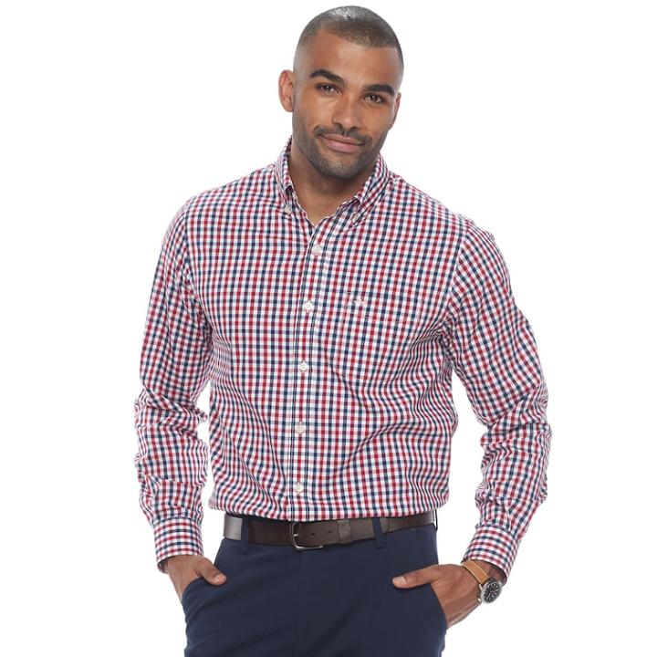 Men's Dockers Classic-fit Comfort Stretch Button-down Shirt, Size: Xxl, Red