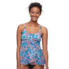 Women's Croft & Barrow&reg; Mesh Flyaway Tankini Top, Size: 12, Bandana Floral Paisley