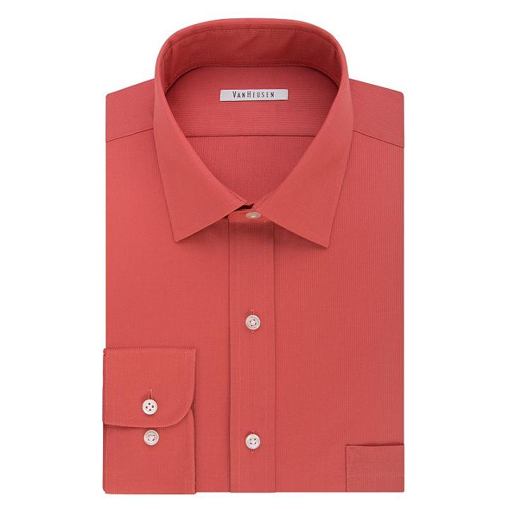 Big & Tall Van Heusen Regular-fit Flex Collar Pincord Wrinkle-free Dress Shirt, Men's, Size: 19 34-35, Lt Orange