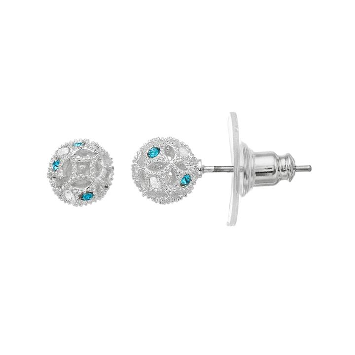 Lc Lauren Conrad Blue Filigree Ball Stud Earrings, Women's