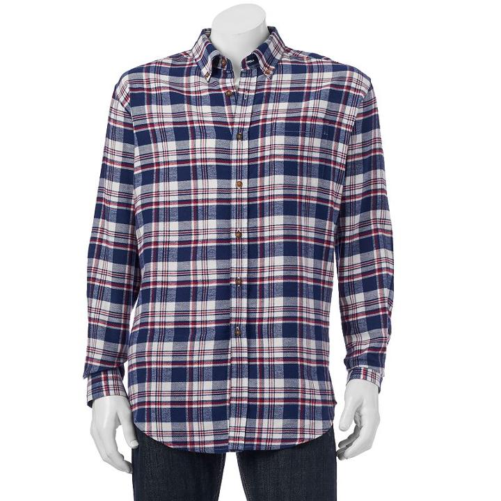 Men's Croft & Barrow&reg; Classic-fit Plaid Flannel Button-down Shirt, Size: Large, Med Red