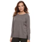 Petite Apt. 9&reg; Ribbed Crewneck Sweater, Women's, Size: M Petite, Grey