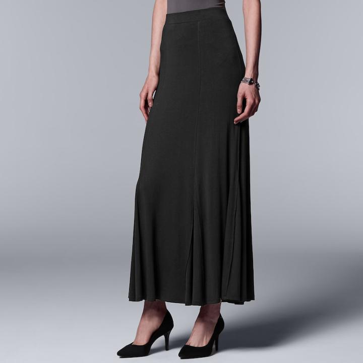 Women's Simply Vera Vera Wang Seamed Black Maxi Skirt, Size: Xs