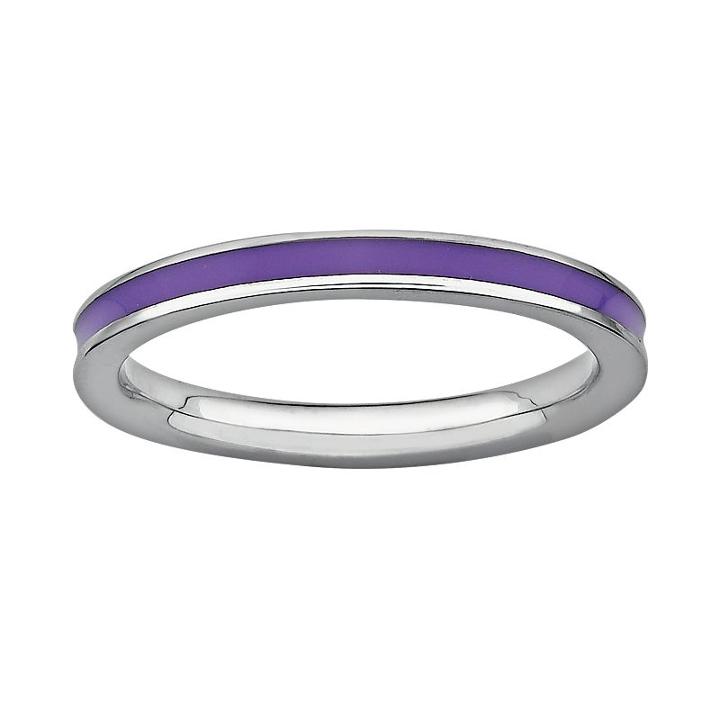 Stacks And Stones Sterling Silver Purple Enamel Stack Ring, Women's, Size: 9