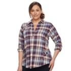 Plus Size Sonoma Goods For Life&trade; Embroidered Plaid Shirt, Women's, Size: 2xl, Purple