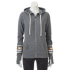 Juniors' So&reg; Perfectly Soft Striped Sleeve Hoodie, Teens, Size: Small, Light Grey