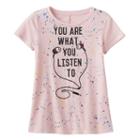 Girls 7-16 You Are What You Listen Too Splatter Graphic Tee, Girl's, Size: Small, Light Pink